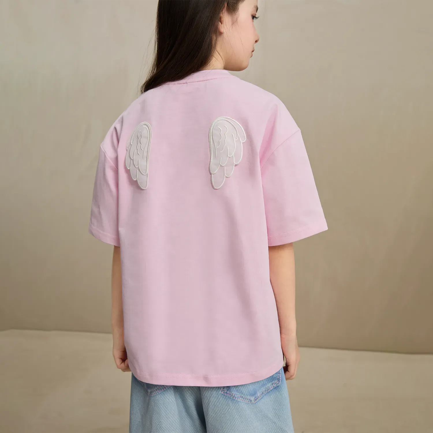 Poco Blush Embroidered Swan Tee with Wings