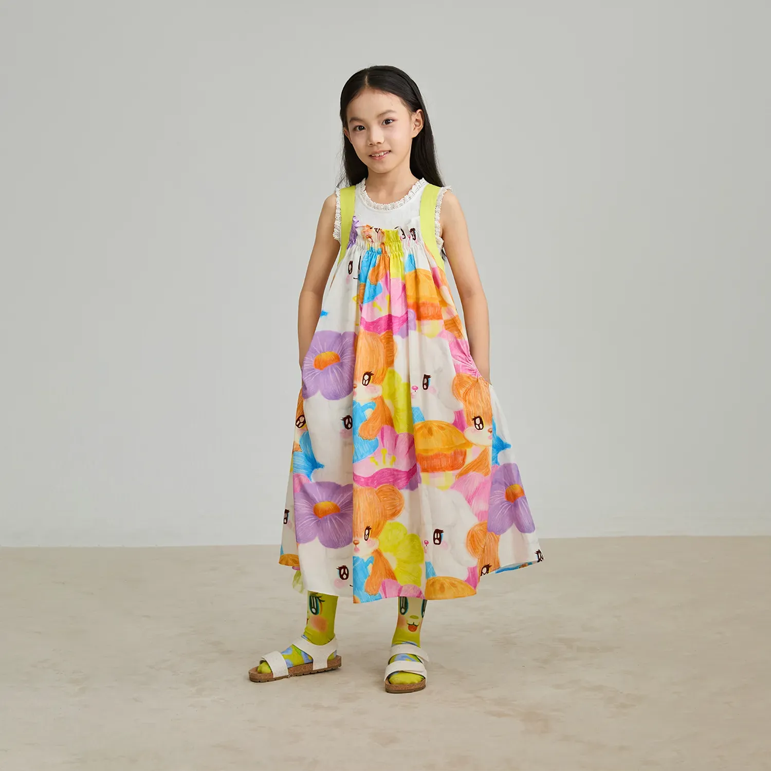 Poco Blush Animal Tea‑Party Smocked Maxi Dress