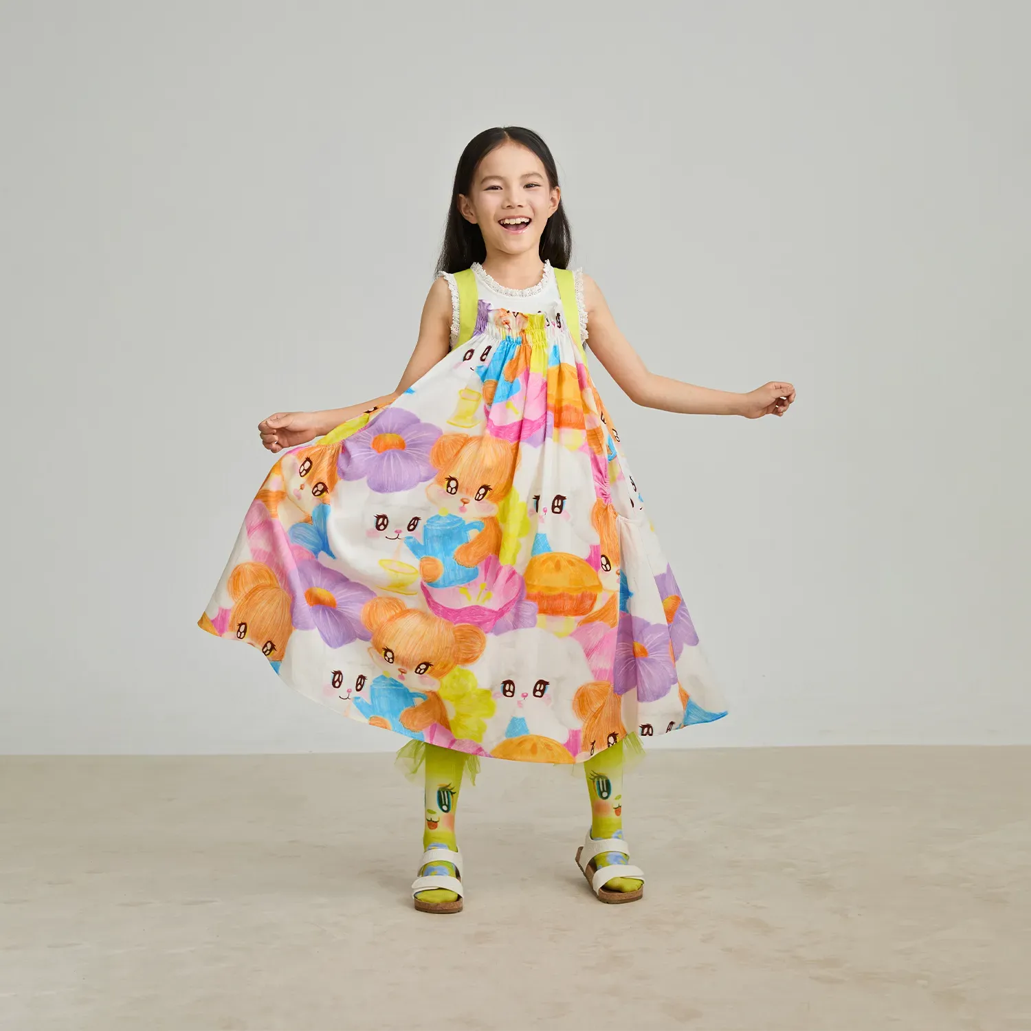 Poco Blush Animal Tea‑Party Smocked Maxi Dress