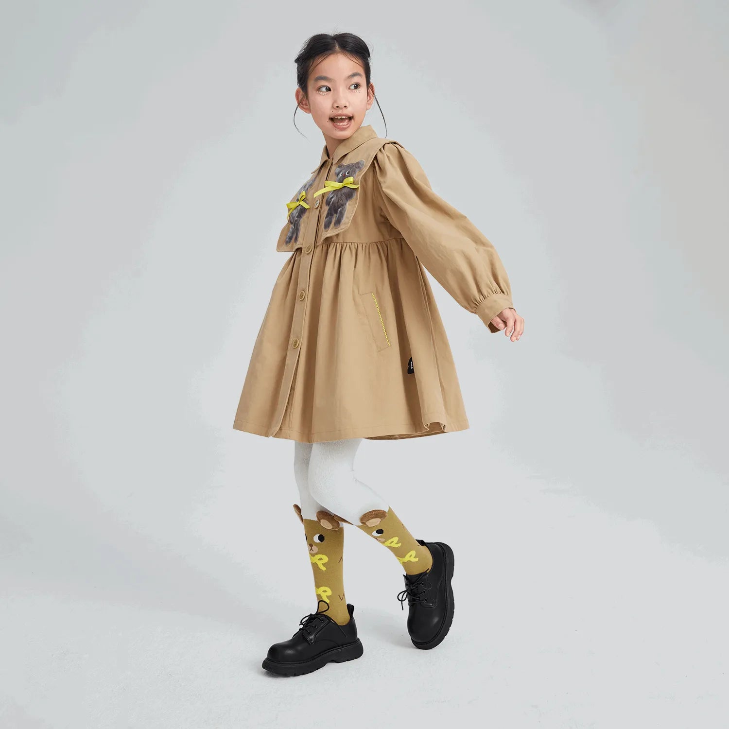 Poco Blush Ribbon Bear Trench Coat