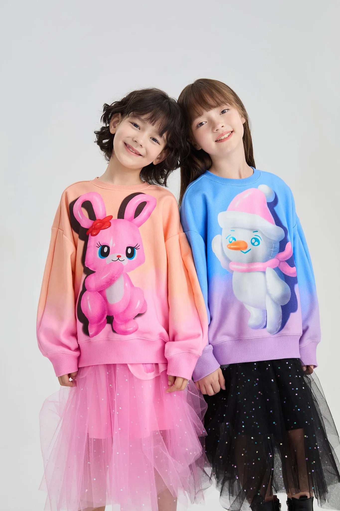 Poco Blush Bunny & Snowman Gradient Fleece Sweatshirt