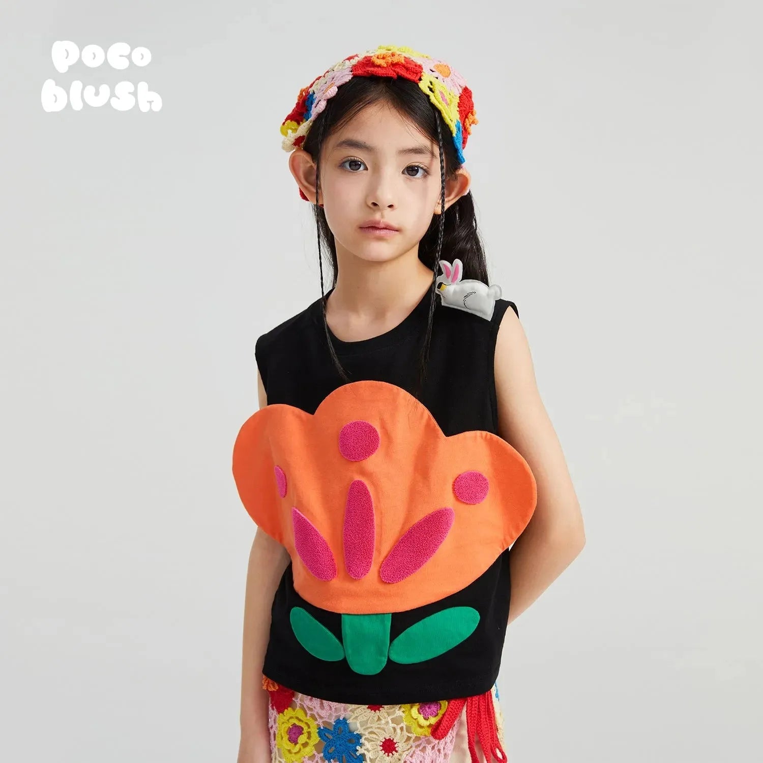 Poco Blush Big Camellia Badge Tank