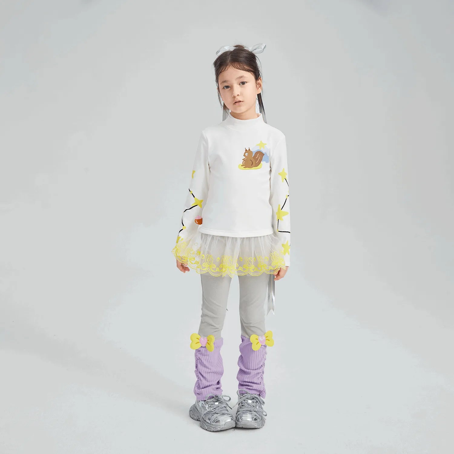 Poco Blush Squirrel Mesh Bubble-Hem Top