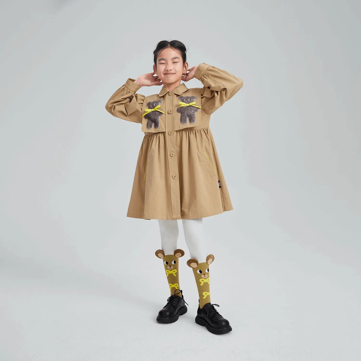 Poco Blush Ribbon Bear Trench Coat