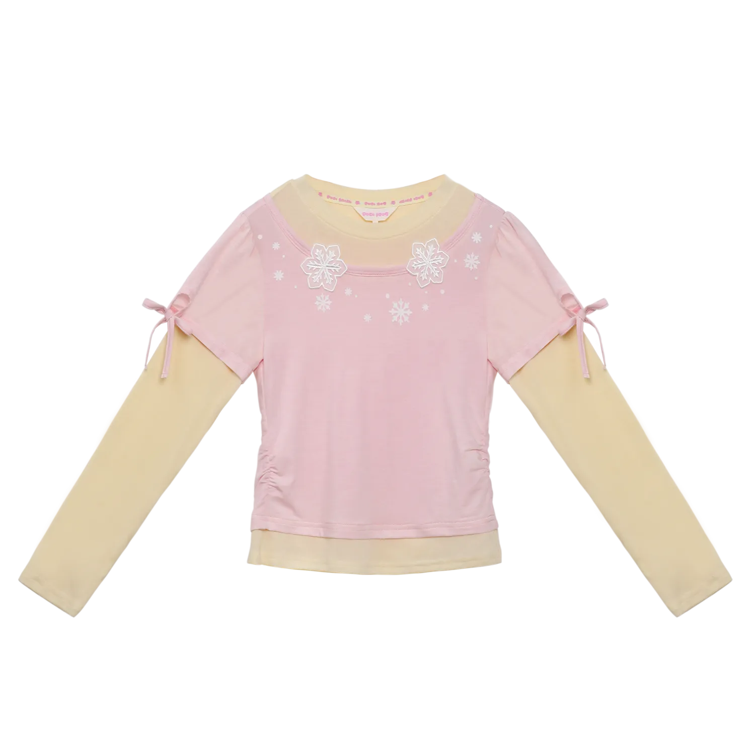 Poco Blush Snowflake Wool-Blend Layered Tee Pink