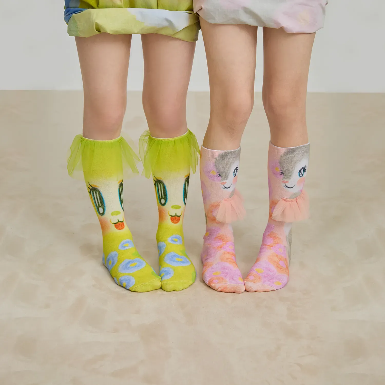 Poco Blush Bunny Garden Mesh Knee Socks