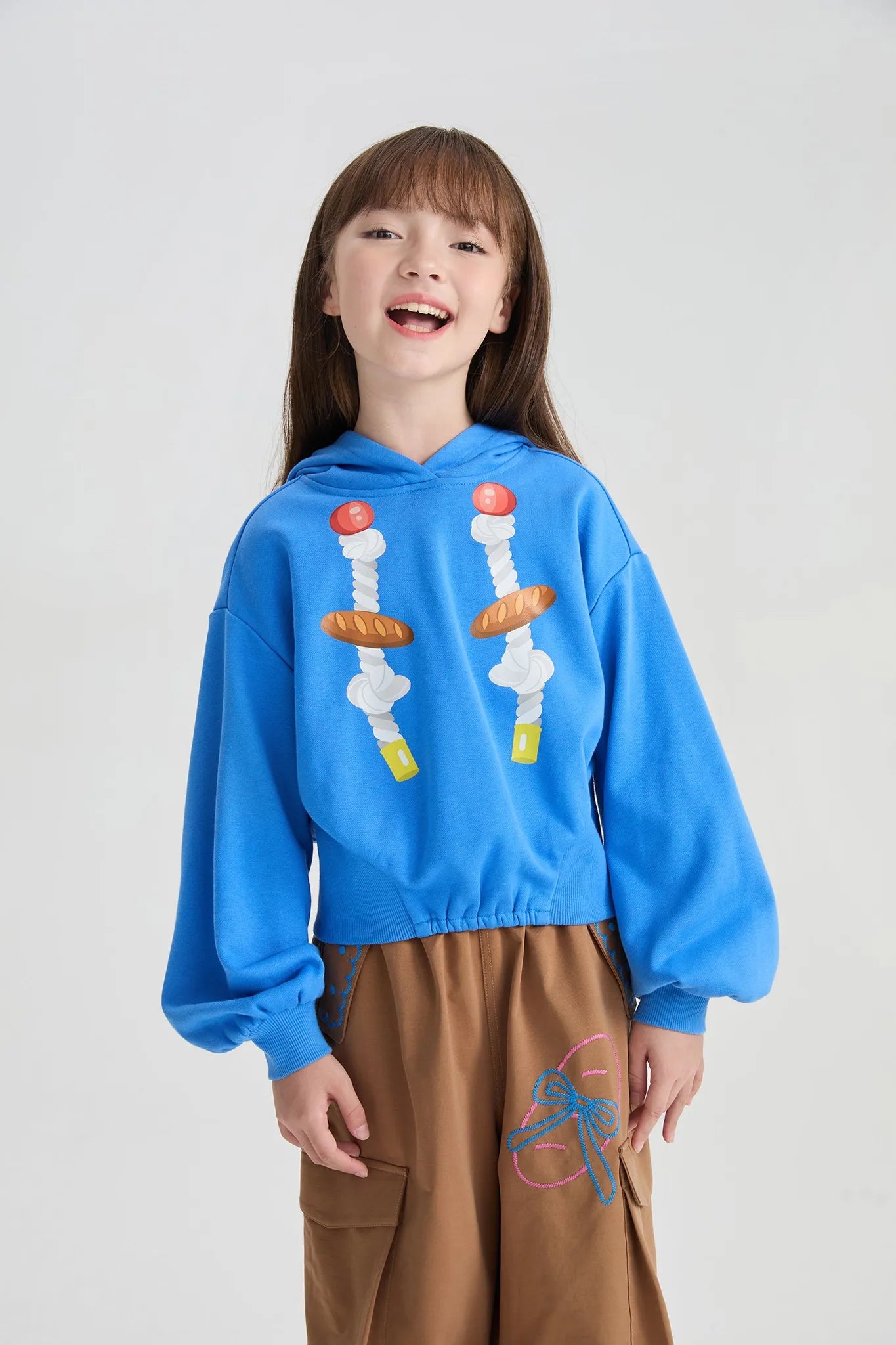 Poco Blush Bread Rope Print Short Hoodie