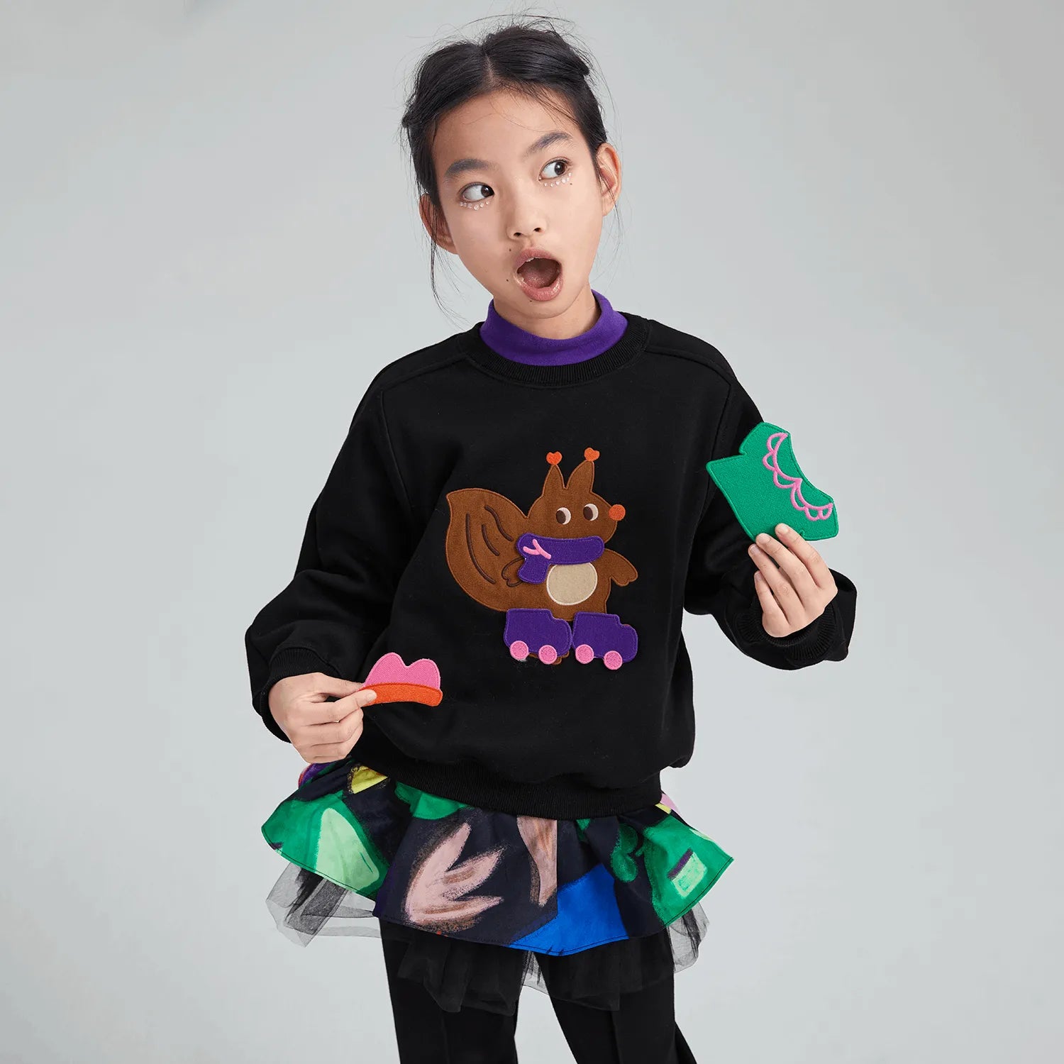 Poco Blush Magic Patch Squirrel Fleece Sweatshirt