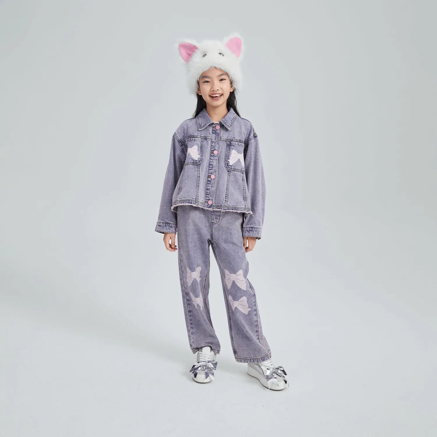 Poco Blush Butterfly Dream Fleece-Lined Stretch Denim Jeans