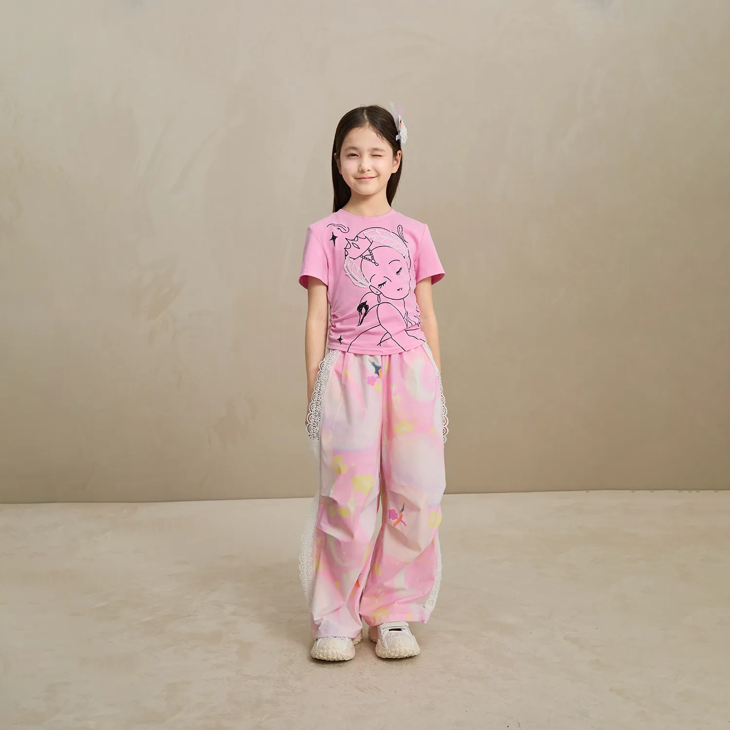 Poco Blush Fairy Ballerina Graphic Tee with 3D Lace