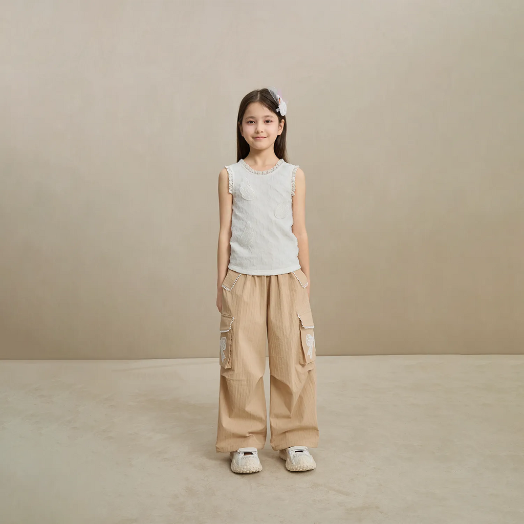 Poco Blush Lace-Trim Cargo Pants
