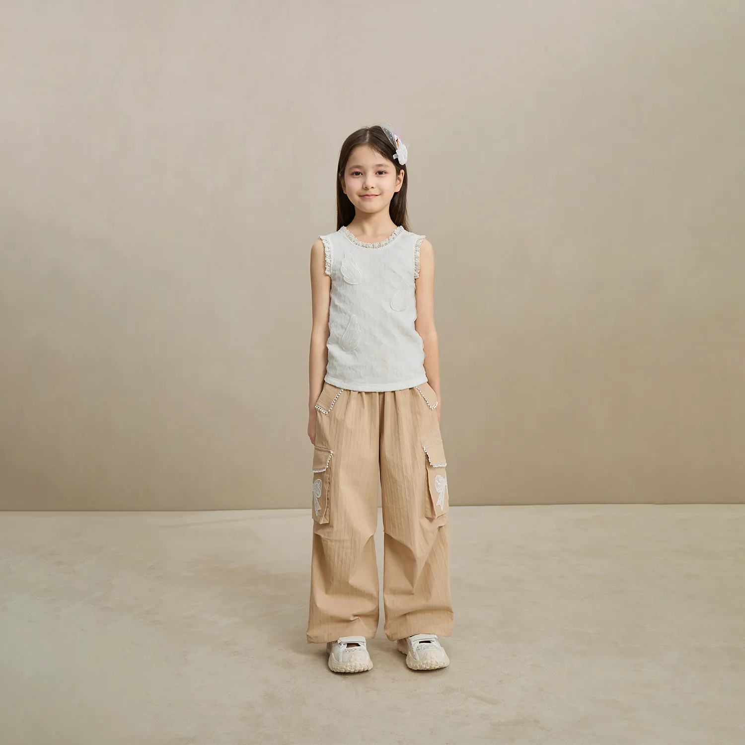 Poco Blush Lace-Trim Cargo Pants