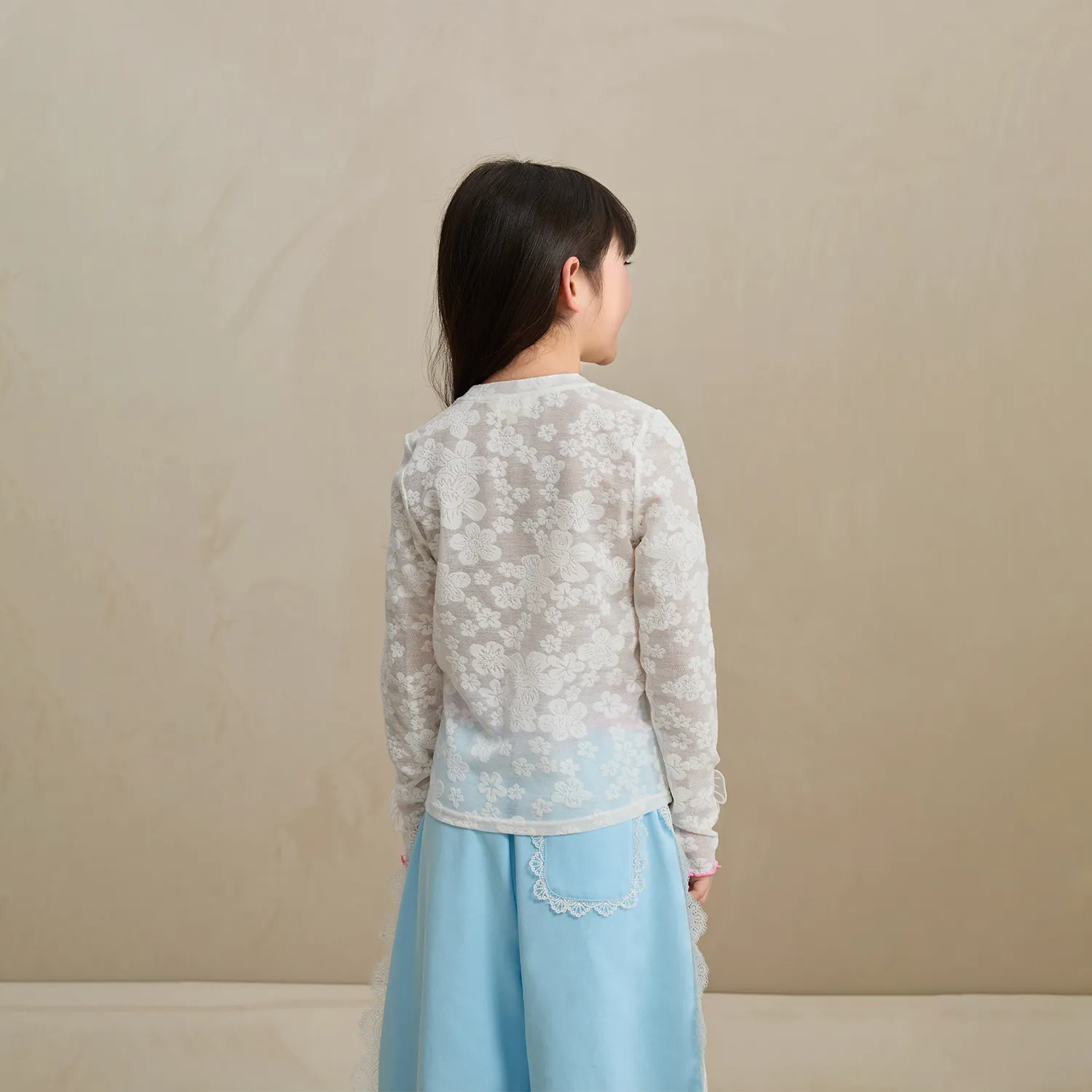 Poco Blush Butterfly Lace Mesh Layering Top