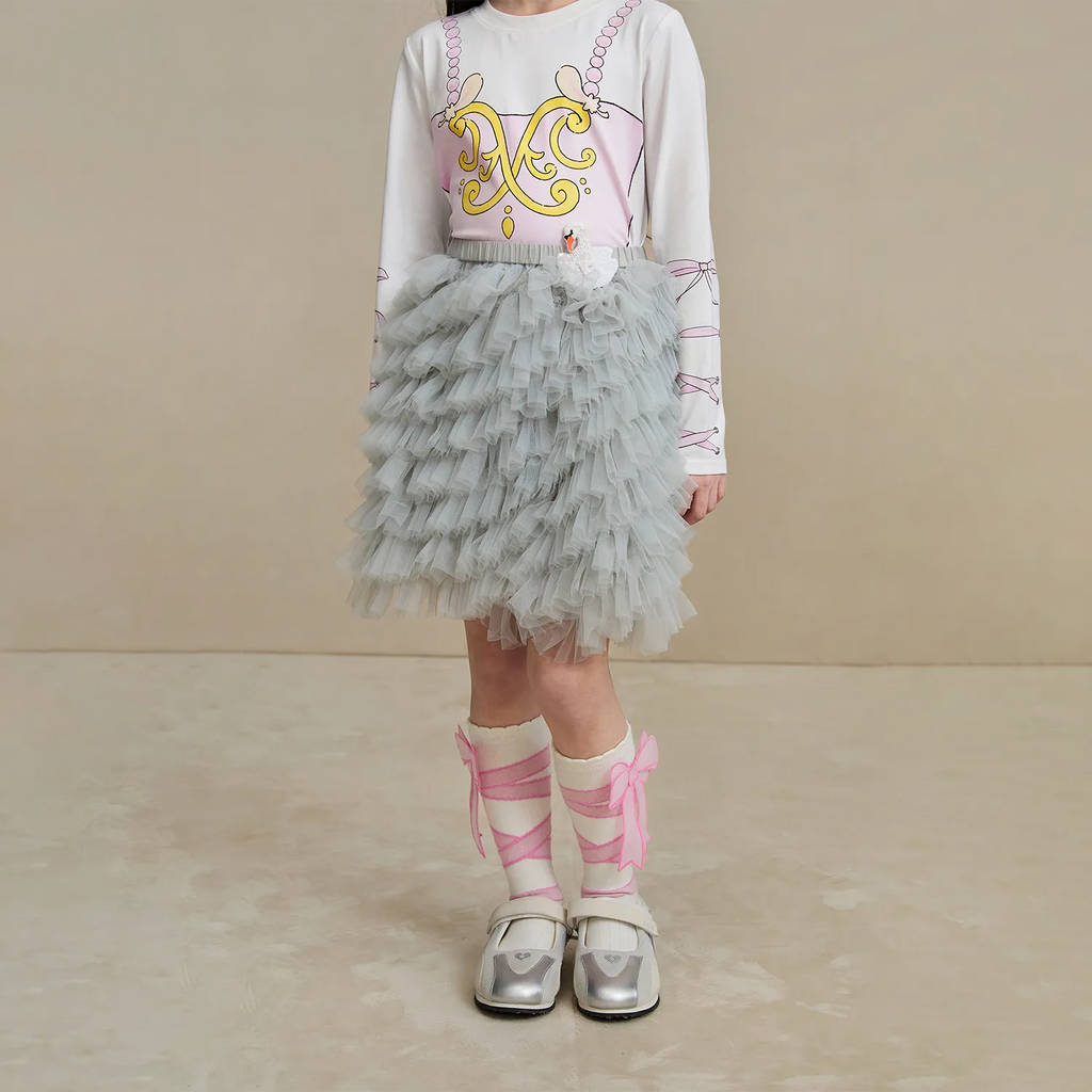 Poco Blush Swan Embroidered Tulle Skirt