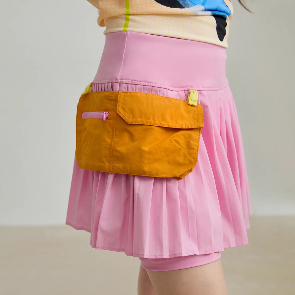Poco Blush Pleated Skort with Detachable Belt Bag