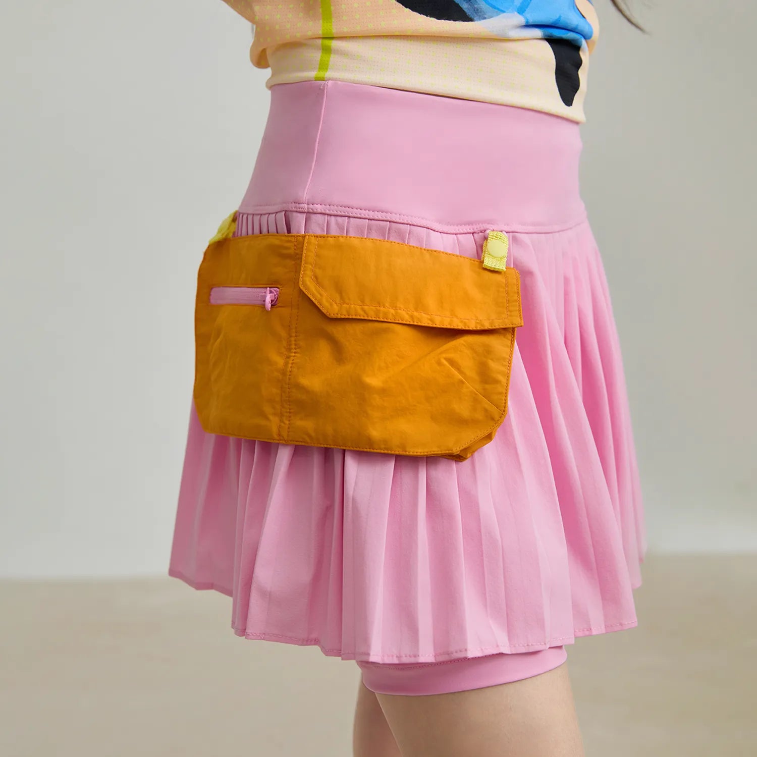 Poco Blush Pleated Skort with Detachable Belt Bag