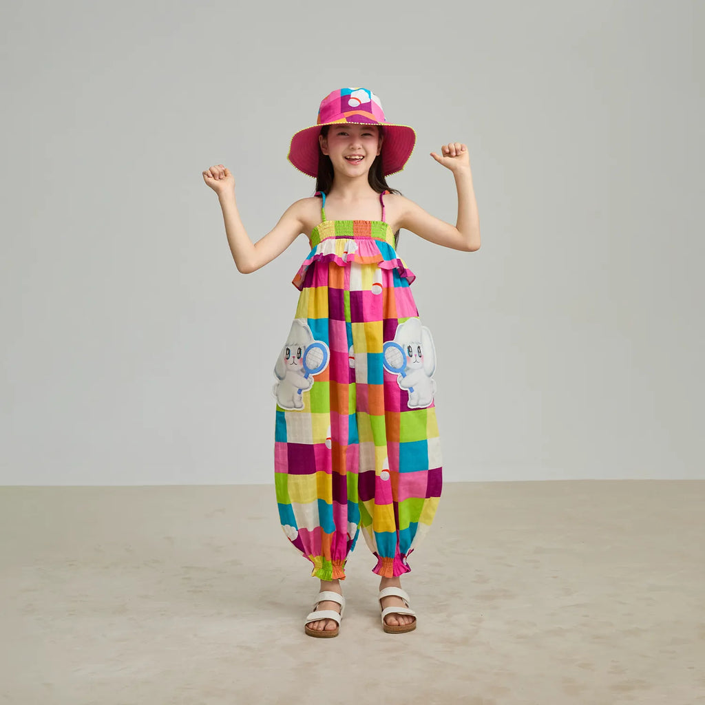 Poco Blush Rainbow Check Sports Romper
