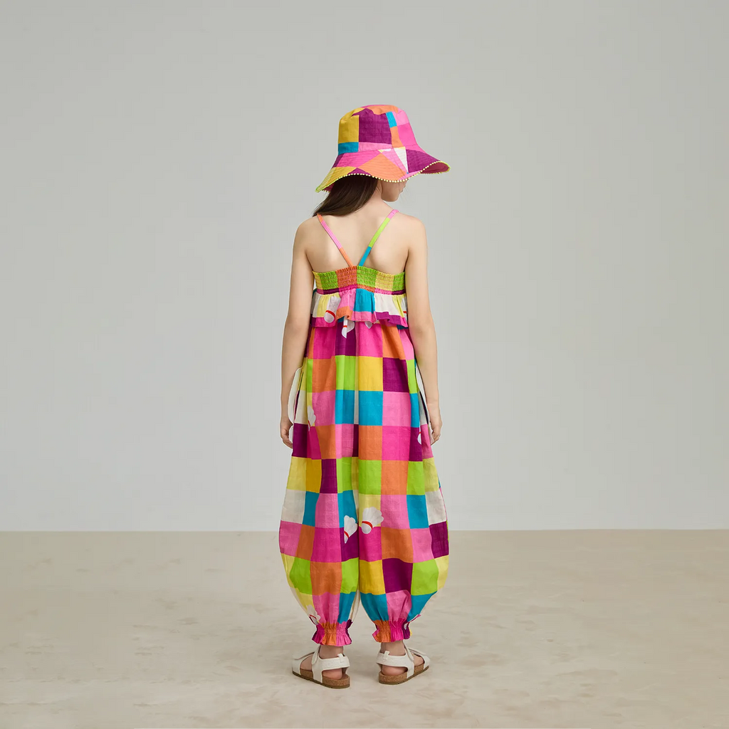 Poco Blush Rainbow Check Sports Romper