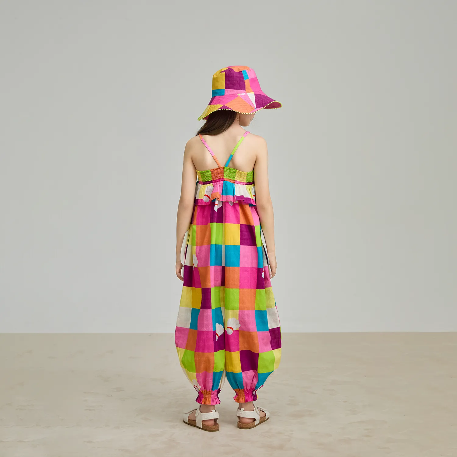 Poco Blush Rainbow Check Sports Romper