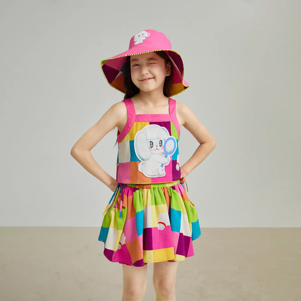 Poco Blush Rainbow Check Linen Tank Top