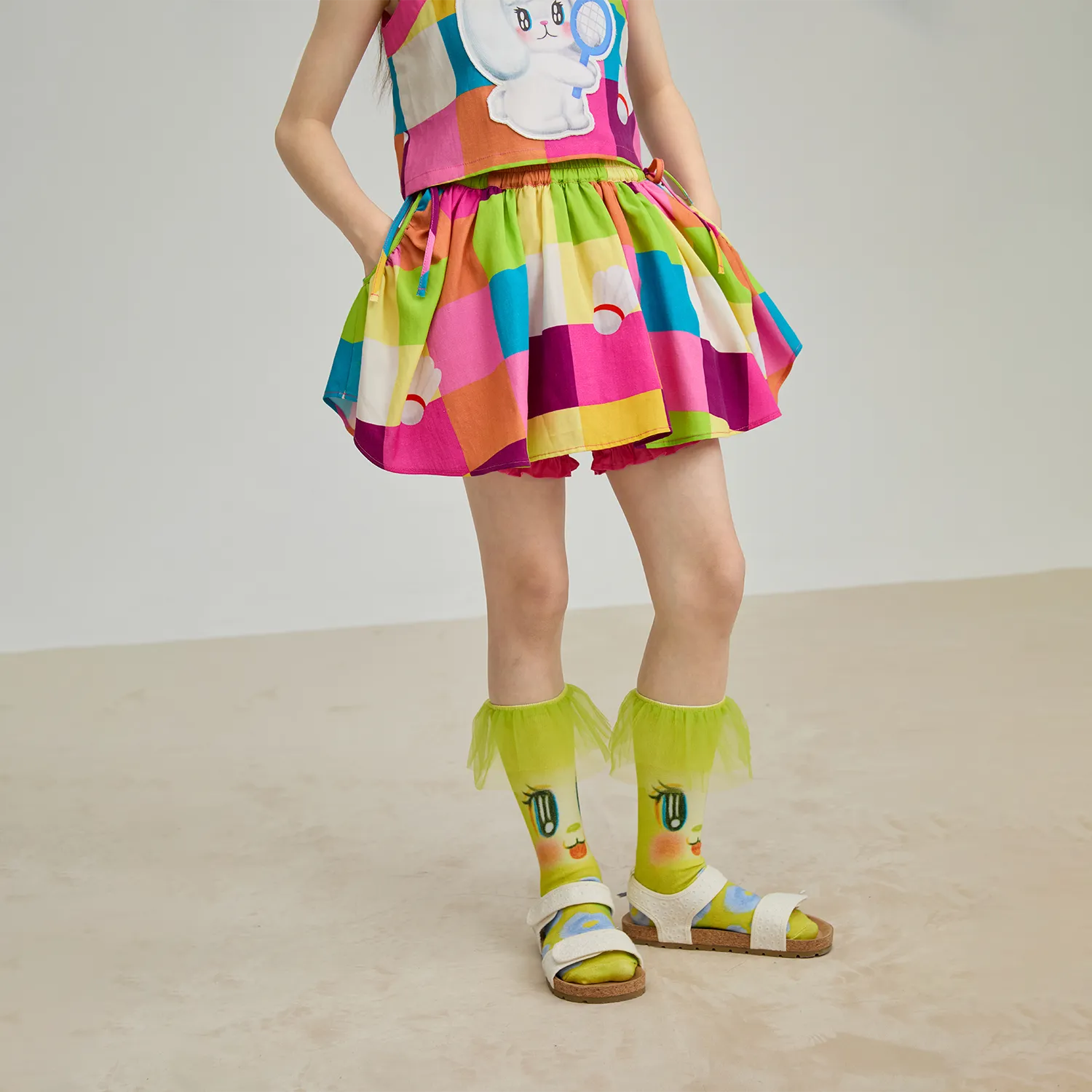 Poco Blush Color‑Pop Check Skort