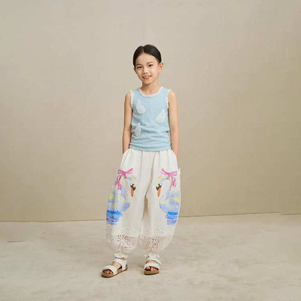 Poco Blush Swan Print Breezy Anti-Mosquito Pants
