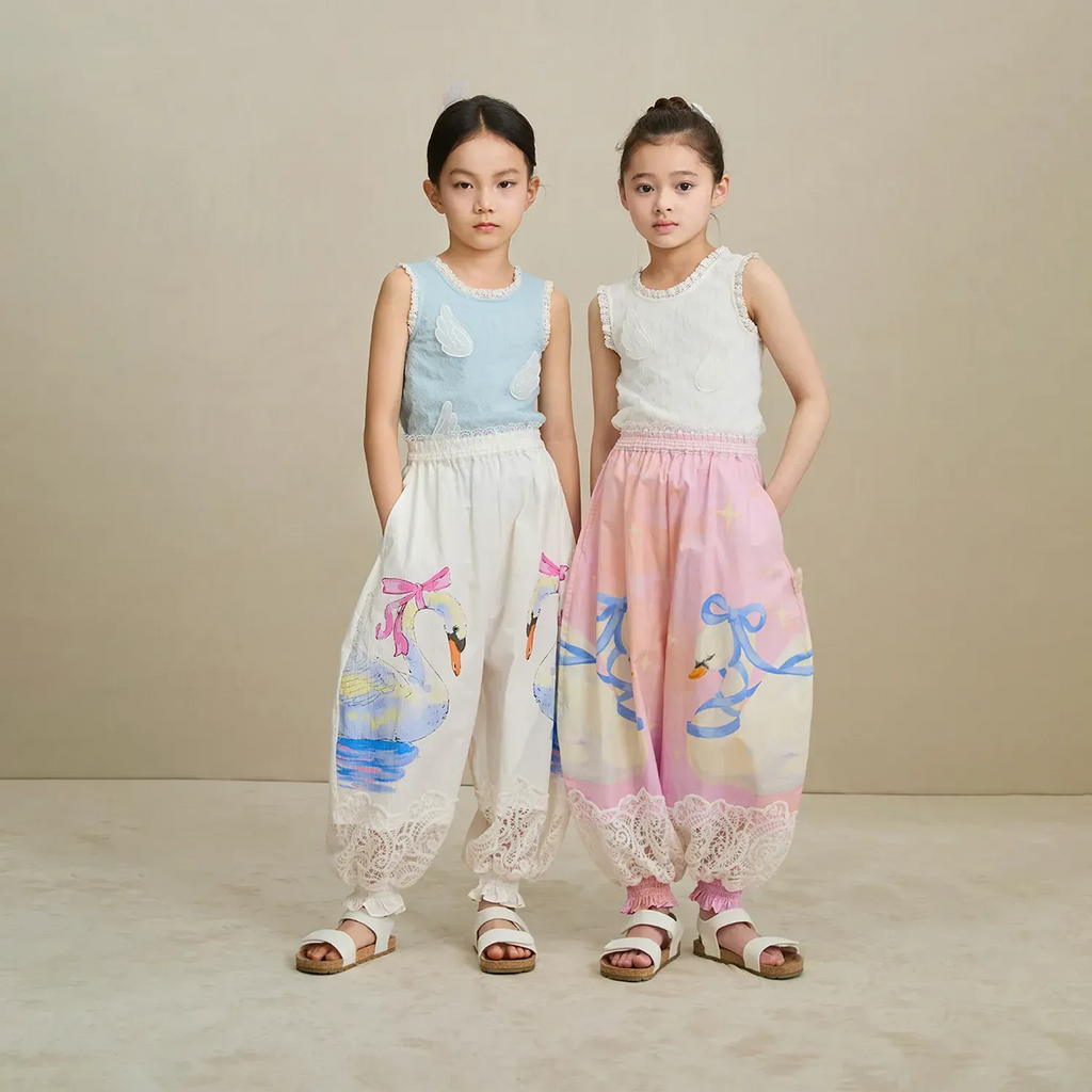 Poco Blush Swan Print Breezy Anti-Mosquito Pants