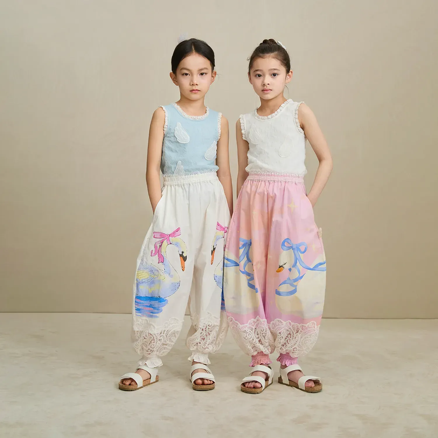 Poco Blush Swan Print Breezy Anti-Mosquito Pants