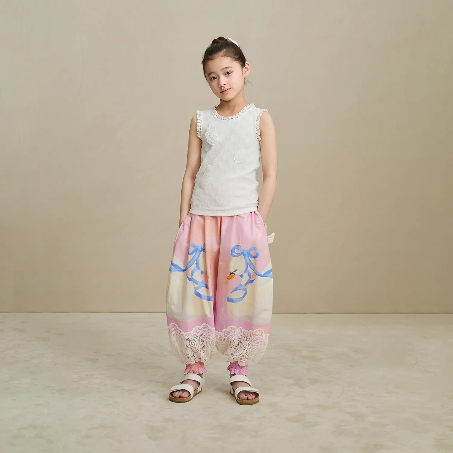 Poco Blush Swan Print Breezy Anti-Mosquito Pants