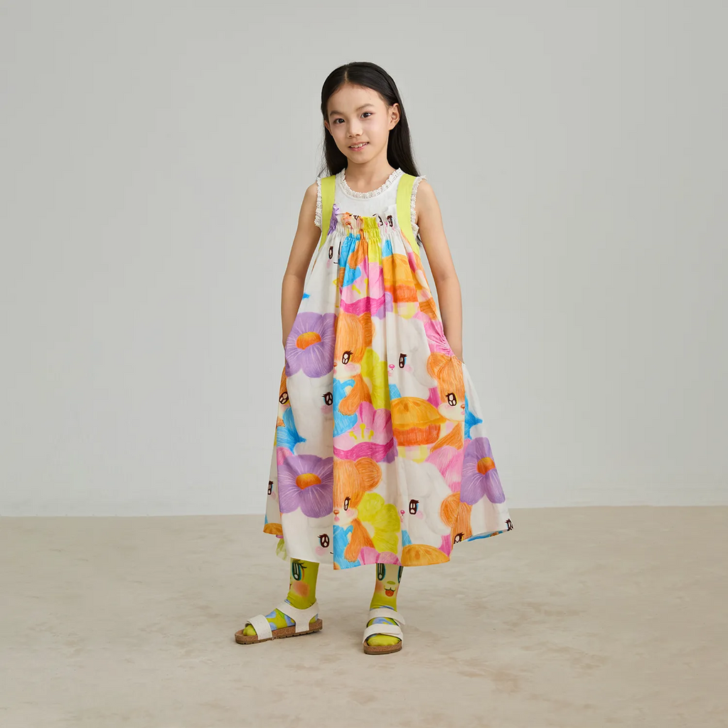 Poco Blush Animal Tea‑Party Smocked Maxi Dress