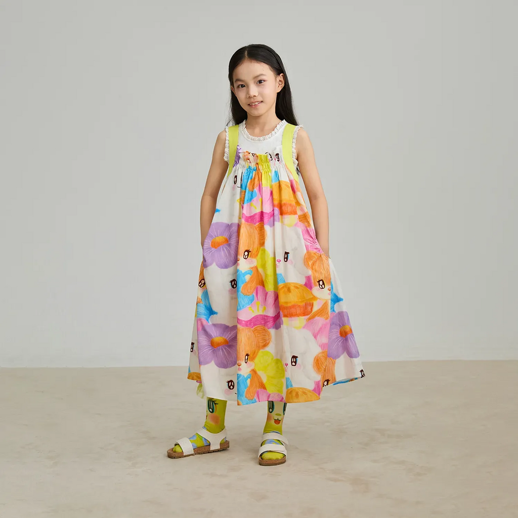 Poco Blush Animal Tea‑Party Smocked Maxi Dress