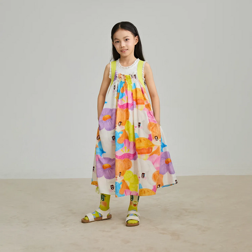 Poco Blush Animal Tea‑Party Smocked Maxi Dress