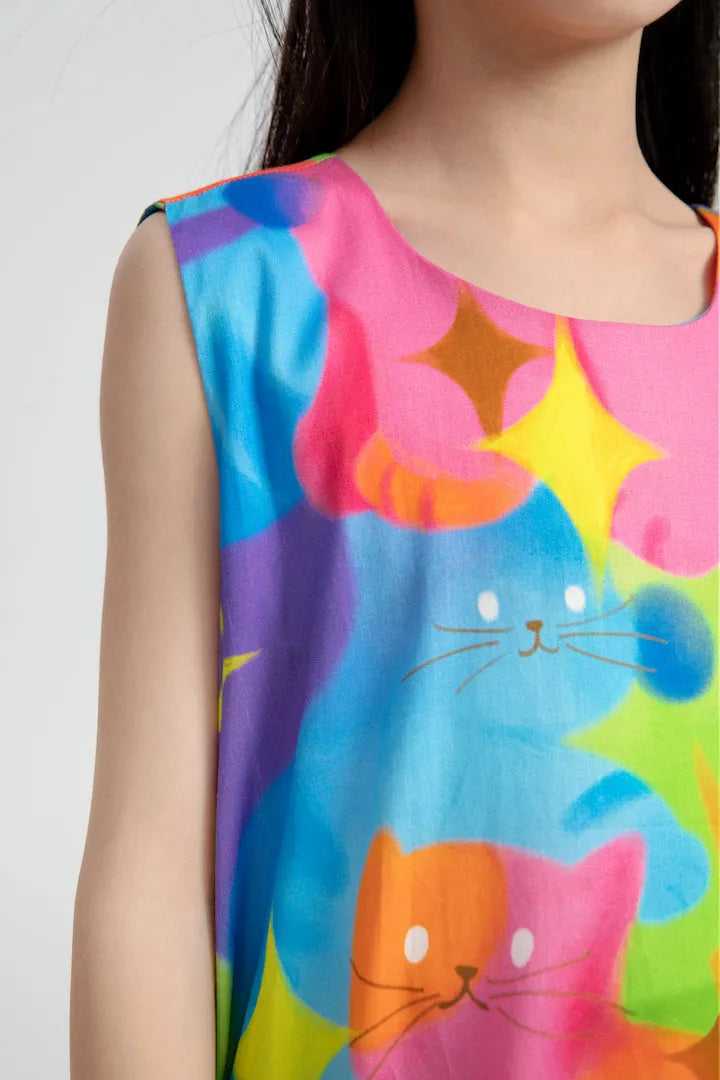 Poco Blush Starlit Cat Adventure Fishtail Dress