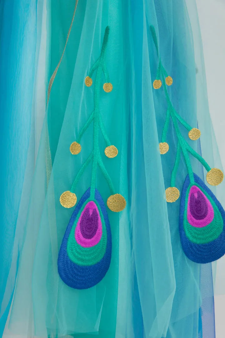 Poco Blush Peacock Dance Mesh Maxi