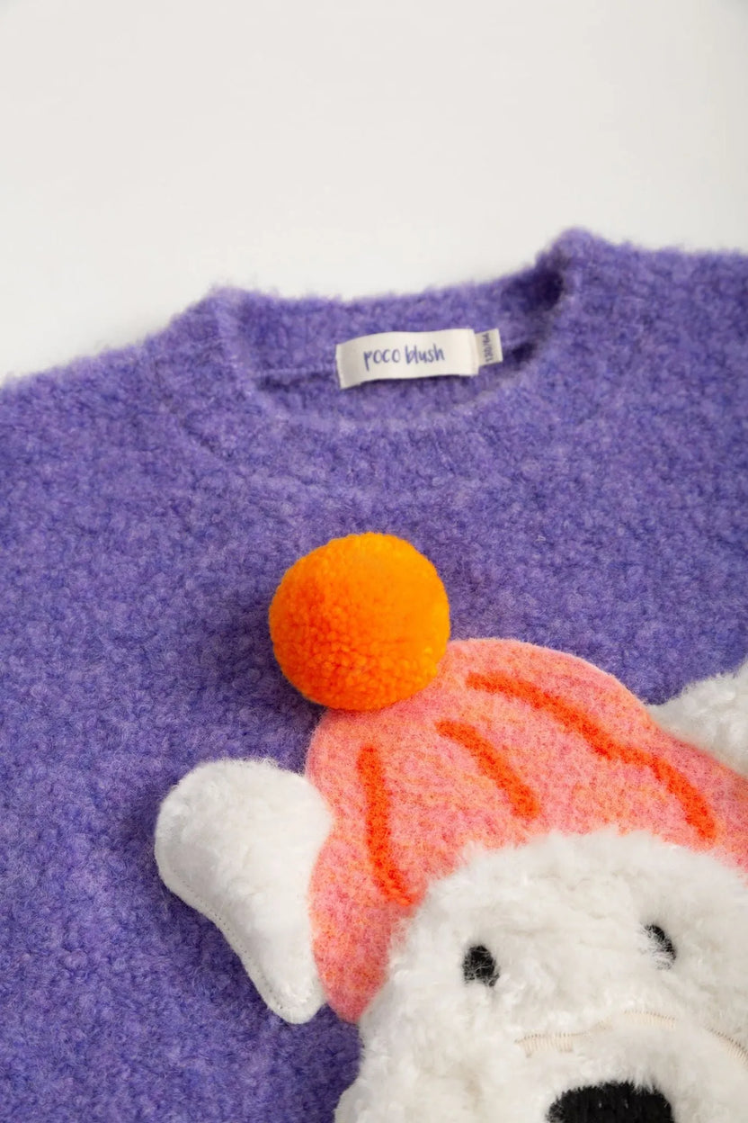 Snow Squirrel & Puppy Loop Knit Sweater by Poco Blush, image 15