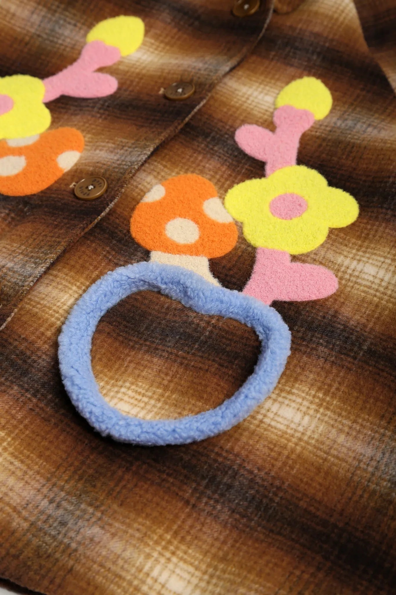 Poco Blush Forest Embroidered Check Wool Coat