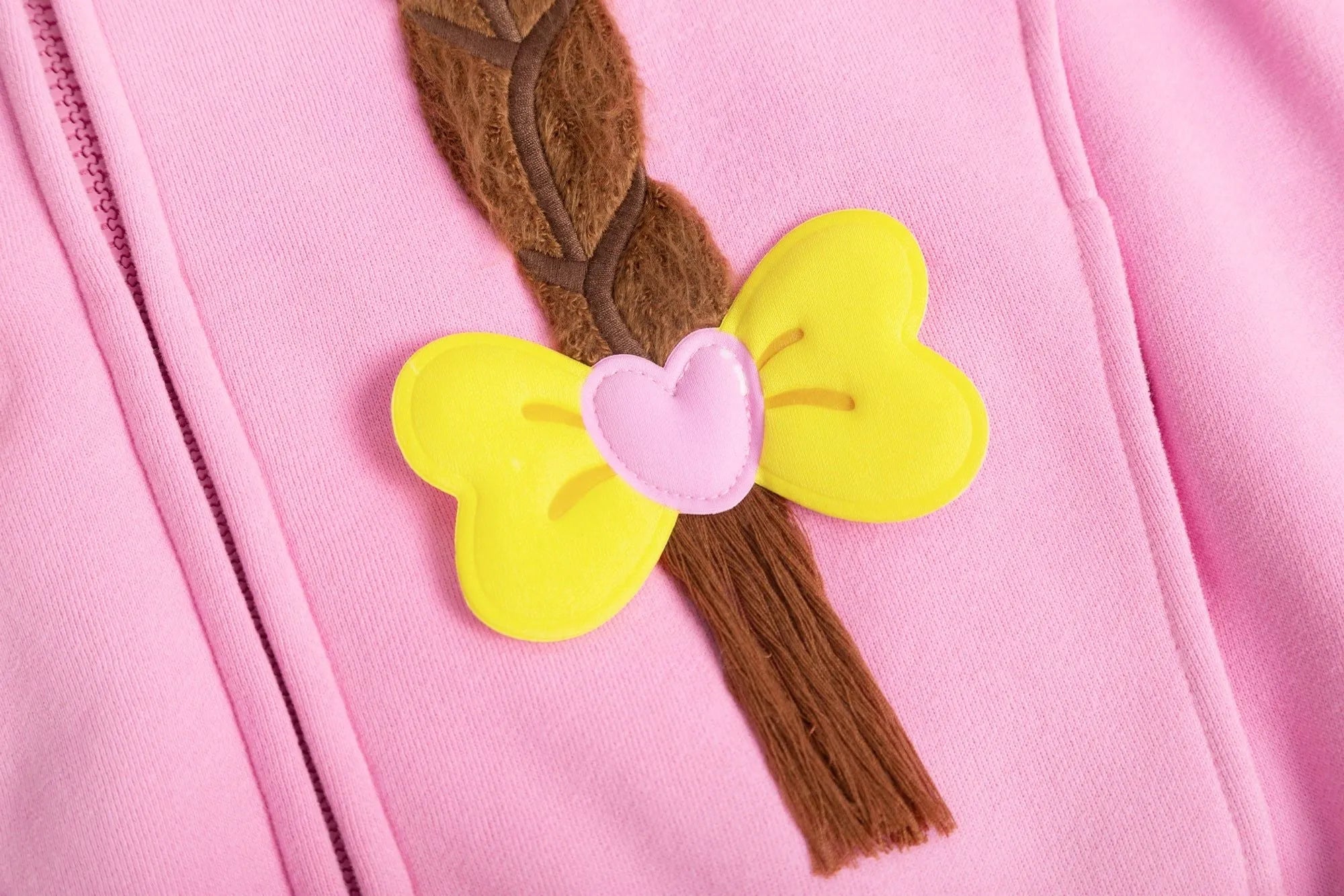 Poco Blush Bow Braid Fleece Zip Jacket