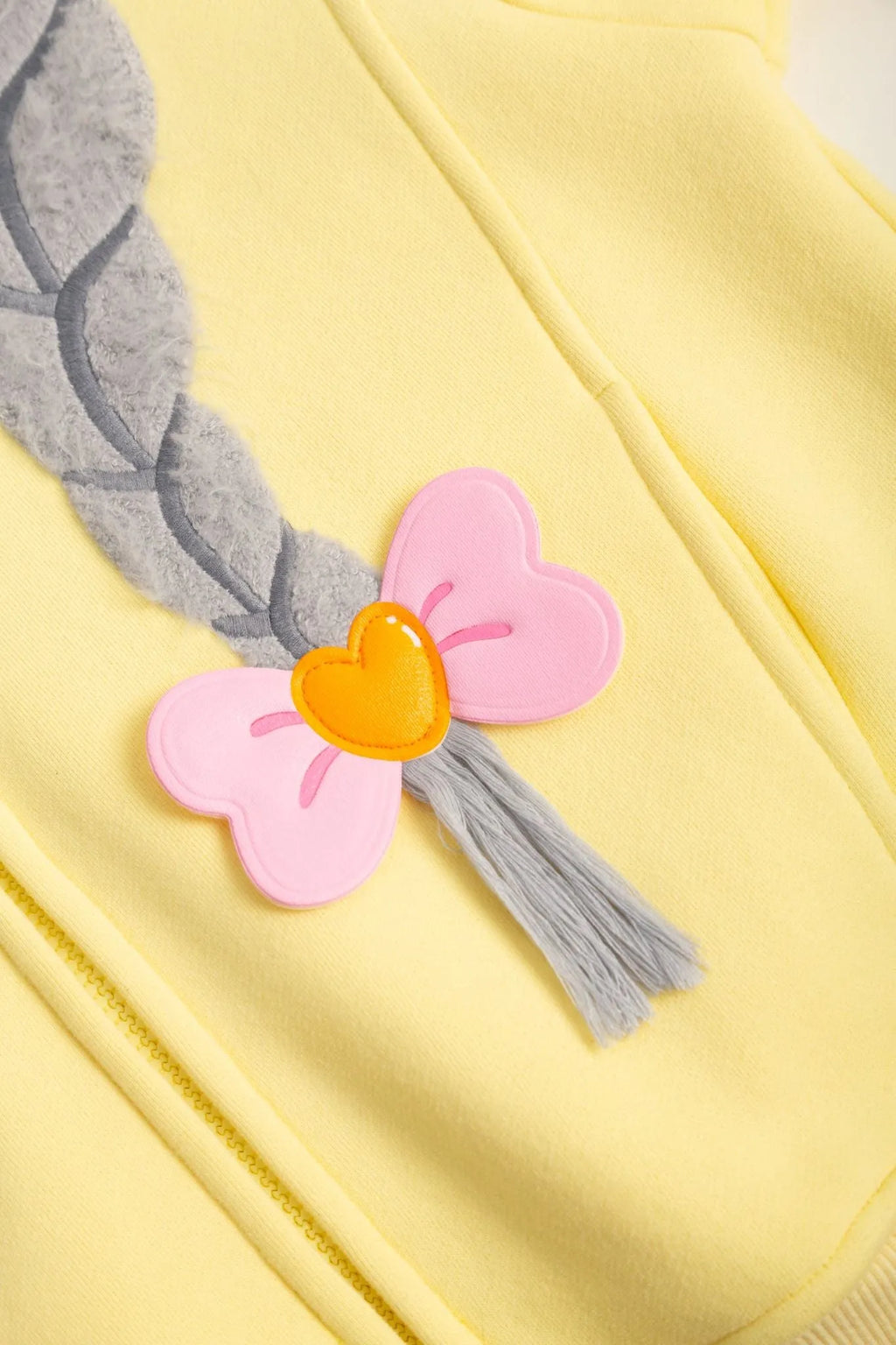 Poco Blush Bow Braid Fleece Zip Jacket