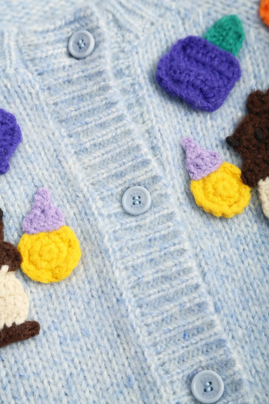 Poco Blush Squirrel Crochet Knit Cardigan