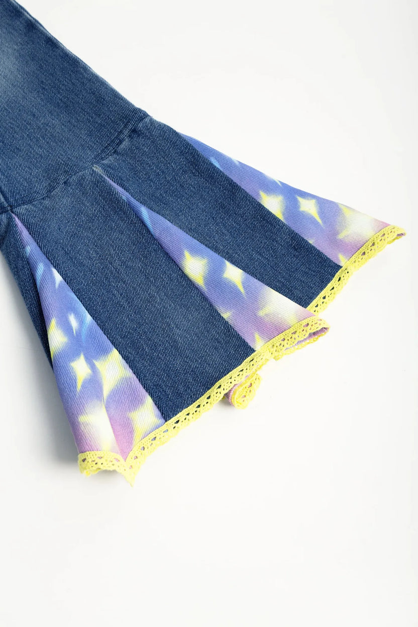 Starry Flare Knit Denim Pants by Poco Blush, image 7