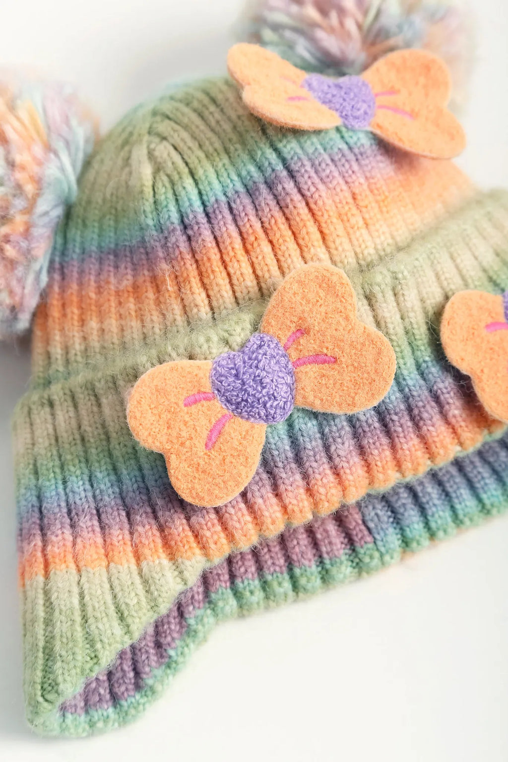 Poco Blush Rainbow Bow Knit Beanie