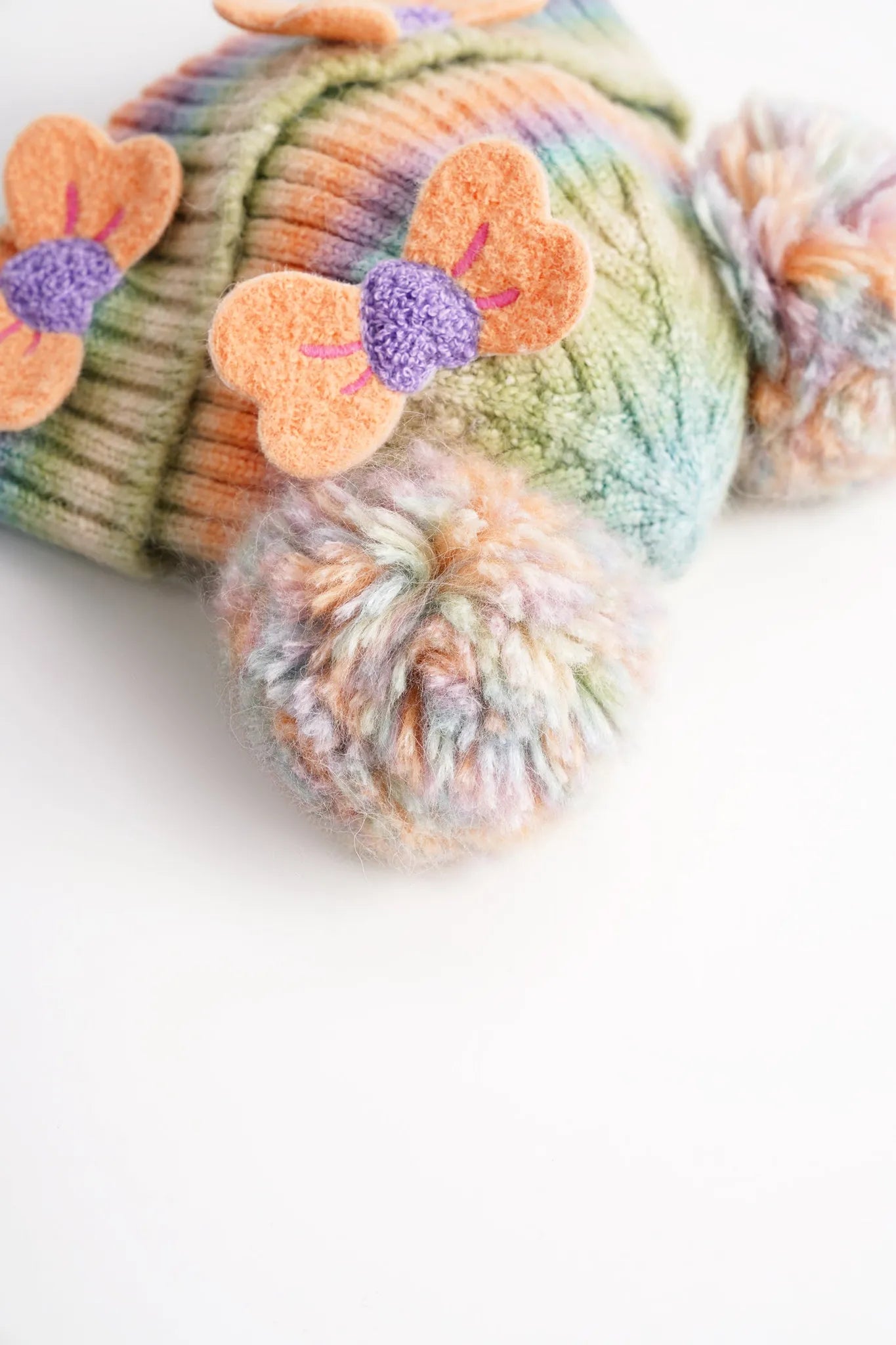 Poco Blush Rainbow Bow Knit Beanie