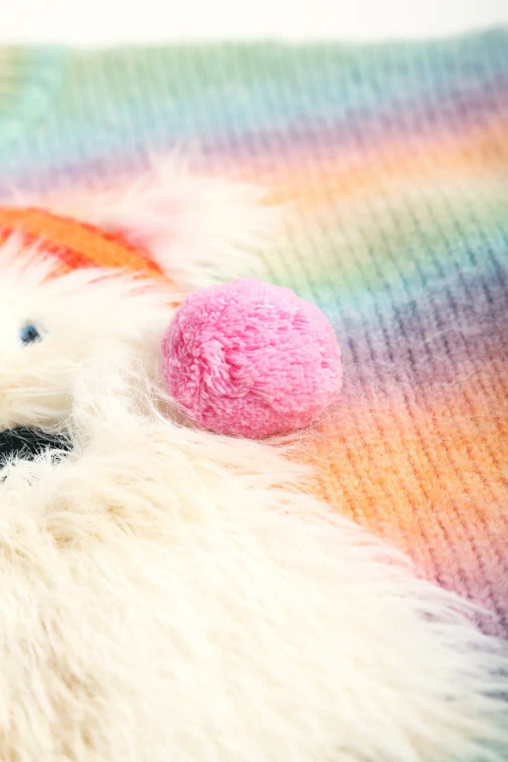 Poco Blush Rainbow Puppy Fuzzy Sweater