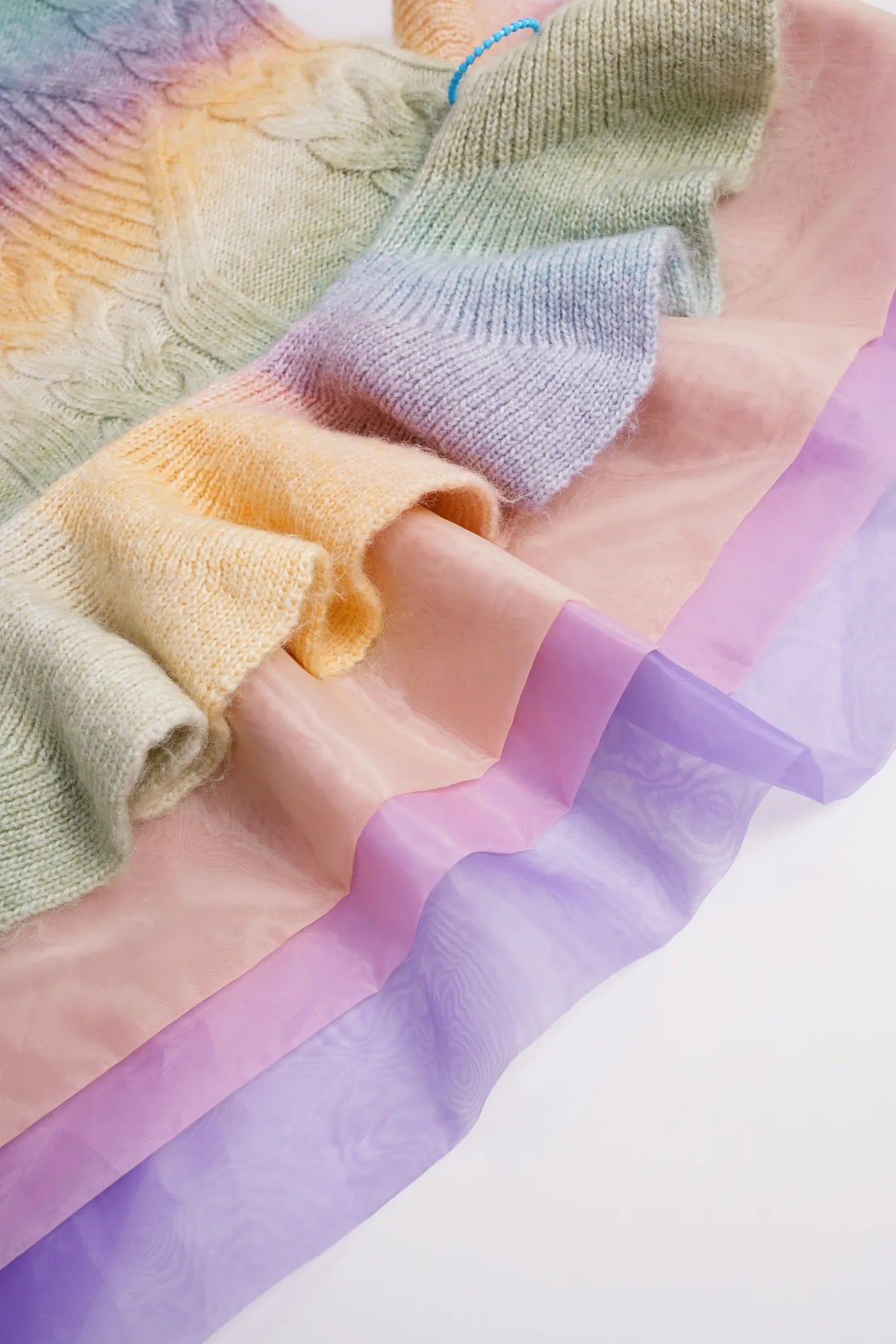 Poco Blush Rainbow Knit Tulle Sweater Dress