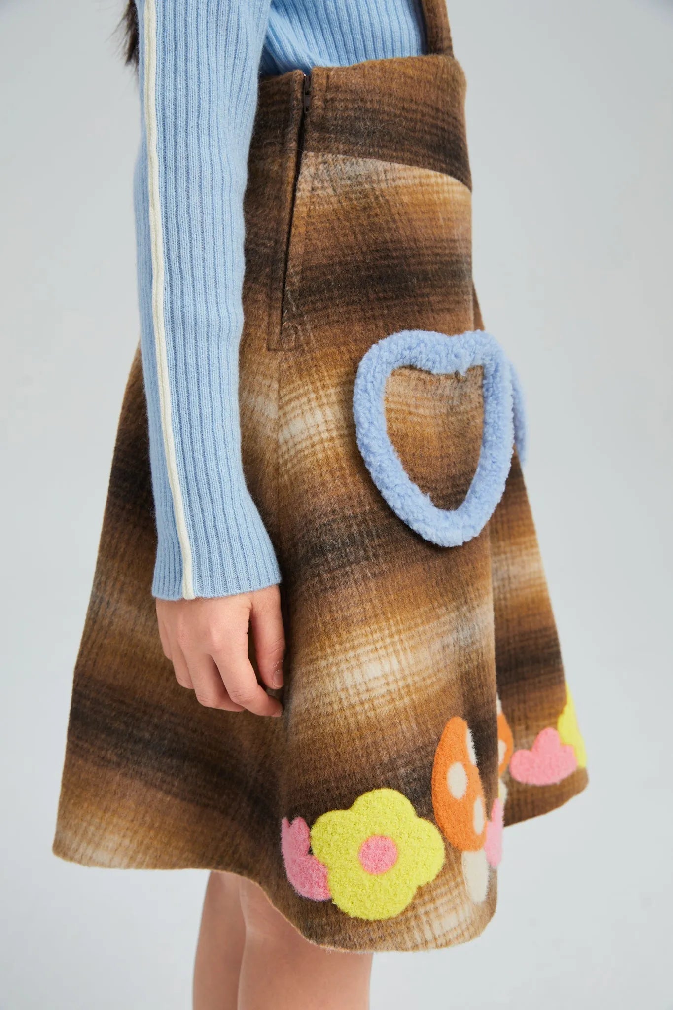 Poco Blush Forest Embroidered Check Pinafore Dress