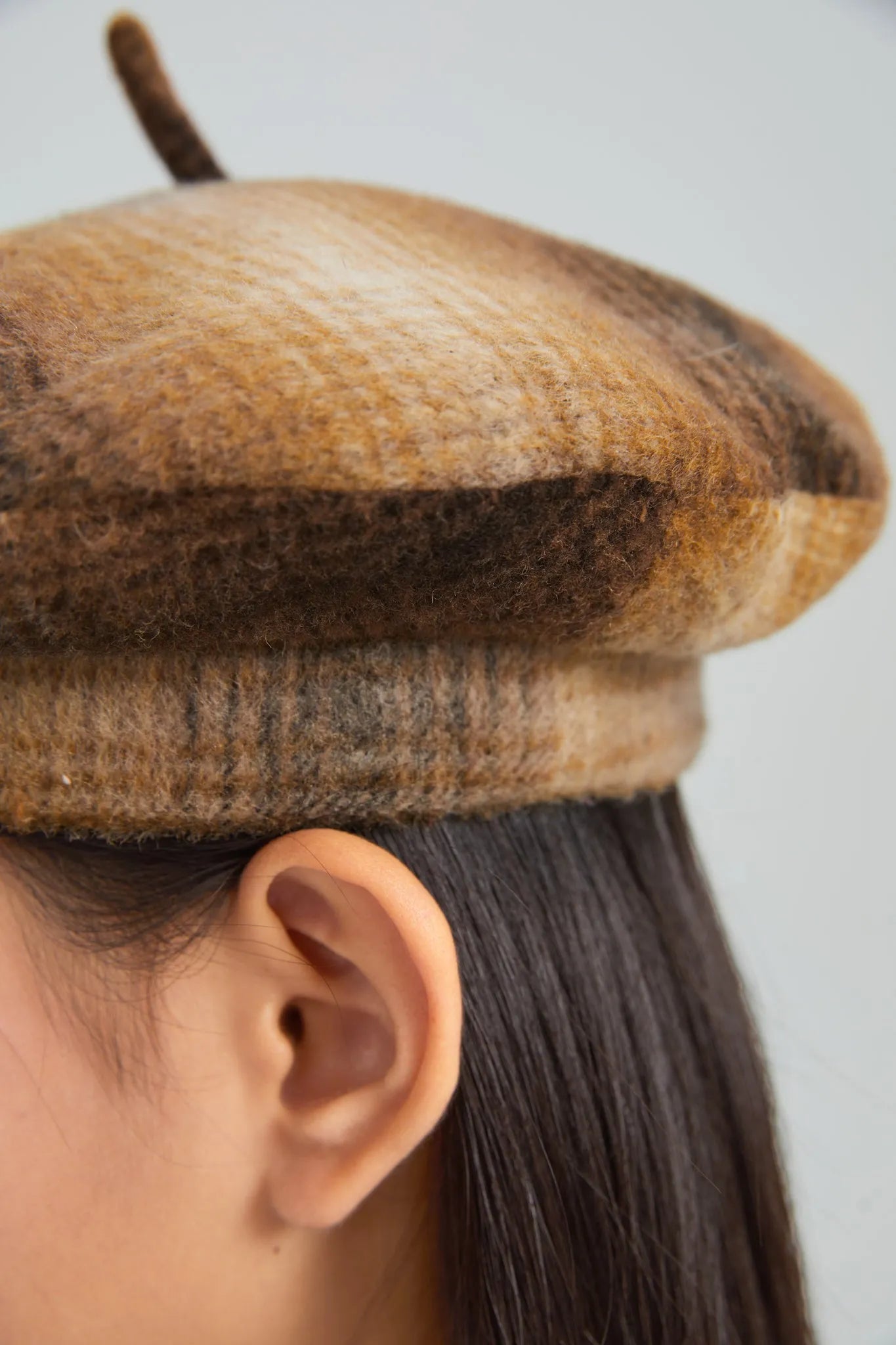 Poco Blush Mushroom Check Wool Beret