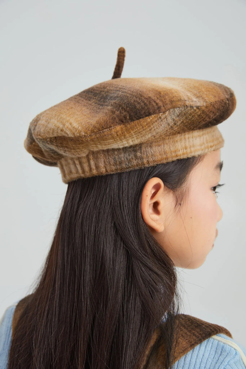 Poco Blush Mushroom Check Wool Beret