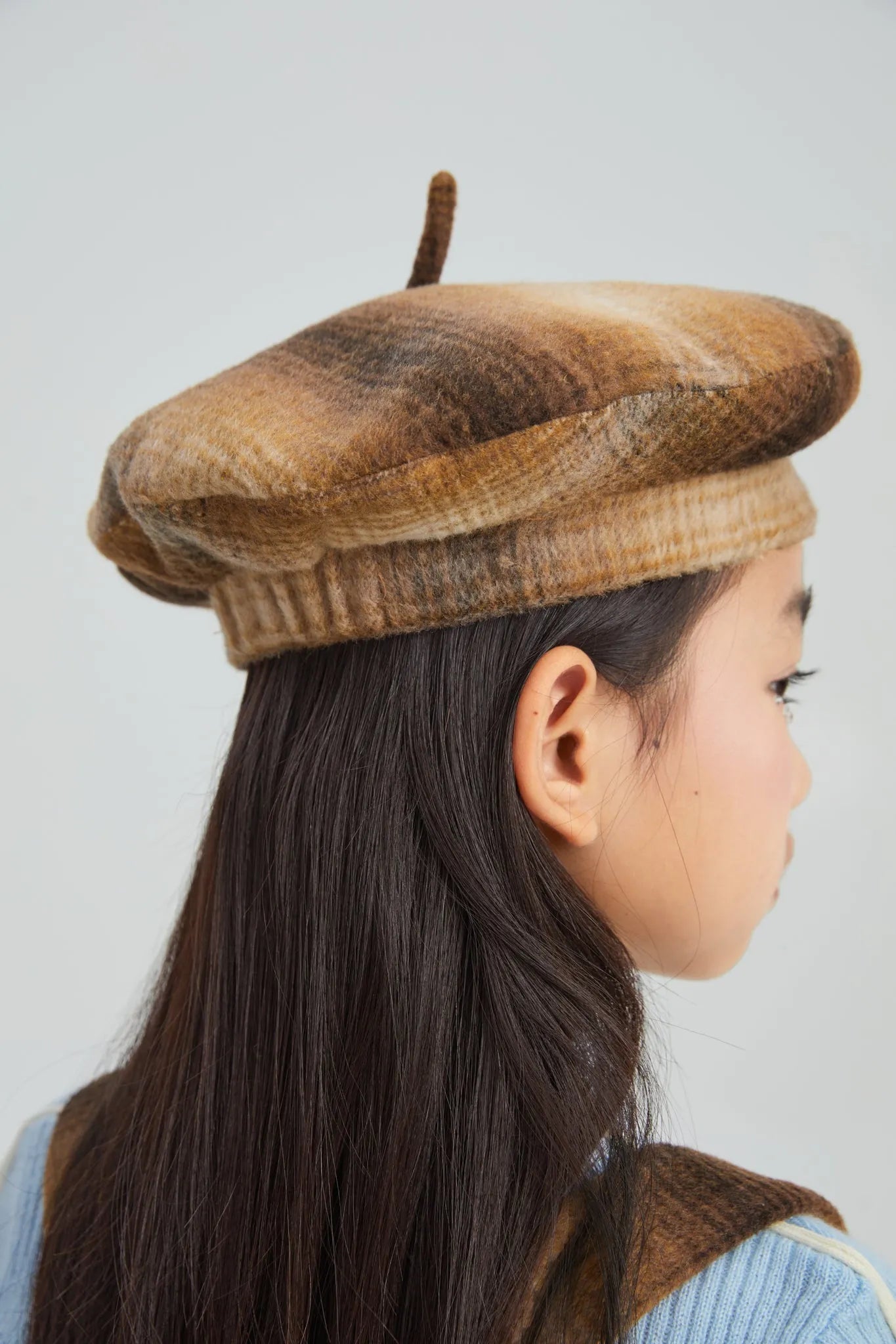 Poco Blush Mushroom Check Wool Beret
