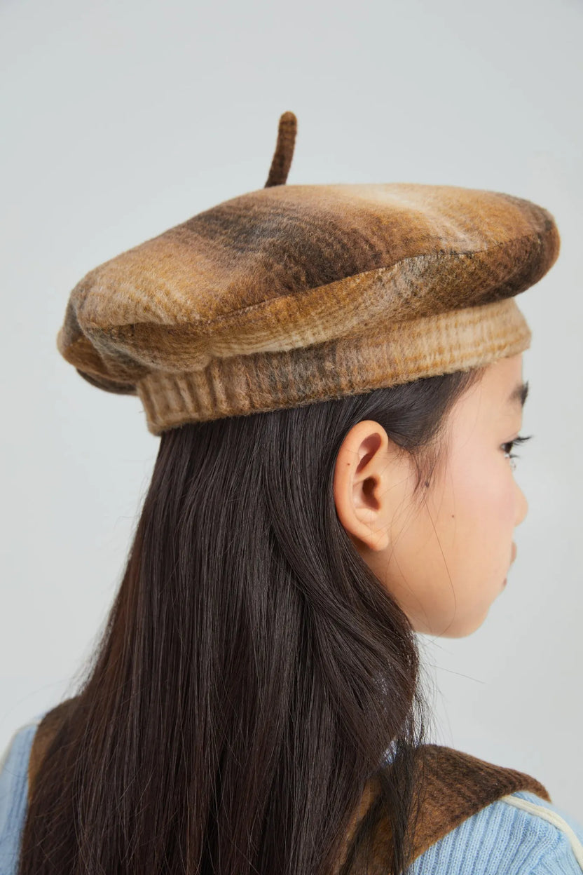 Mushroom Check Wool Beret by Poco Blush, image 6