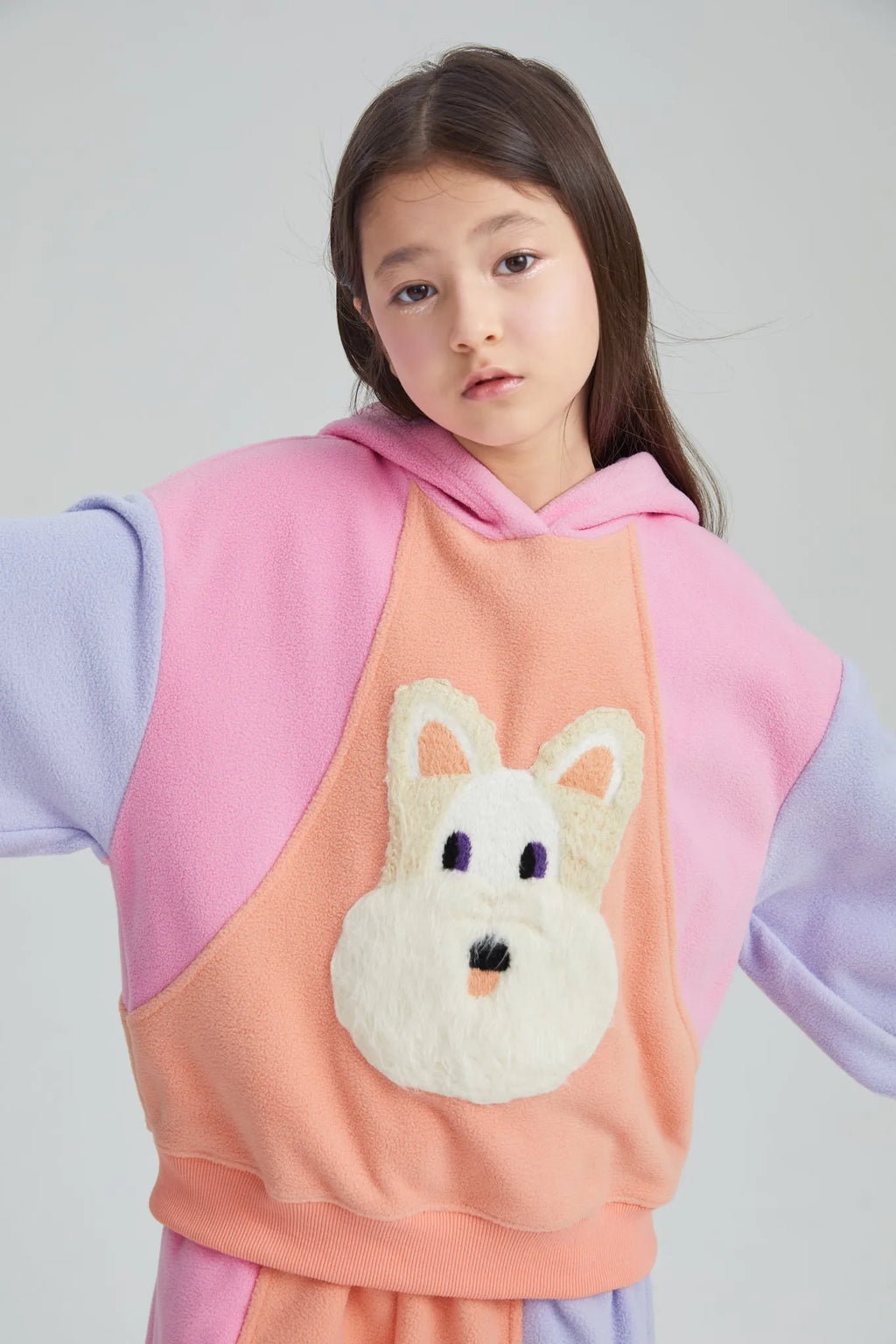 Poco Blush Colorblock Puppy Fleece Sweatshirt